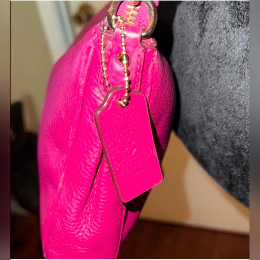 COACH Carrie Raspberry Pebbled Leather Crossbody Bag - Picture 5 of 16